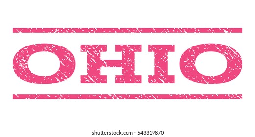 Ohio watermark stamp. Text tag between horizontal parallel lines with grunge design style. Rubber seal stamp with dust texture. Vector pink color ink imprint on a white background.