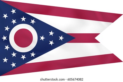 Ohio waving flag. Ohio state flag background texture.Vector illustration.