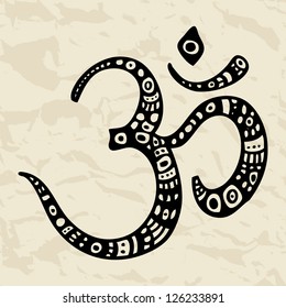 Ohm. Om Aum Symbol.  Vector hand drawn illustration.