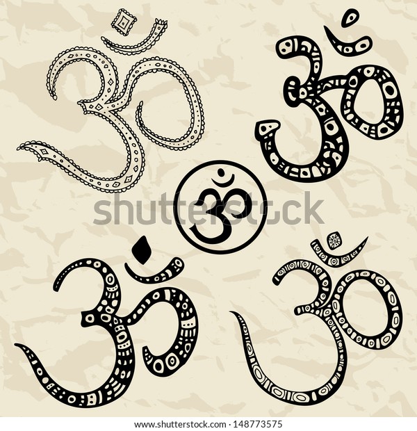 Ohm Om Aum Symbol Vector Hand 스톡 벡터(로열티 프리) 148773575