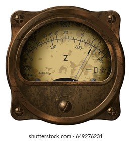 The ohmmeter in grunge or steampunk style. Device for measuring electrical resistance.