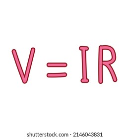 La fórmula legal de Ohm en física. Voltaje de corriente eléctrica y fórmula de resistencia. V, I y R, los parámetros de la ley de Ohm