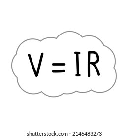 Ohm's law formula in physics. Electric current voltage and resistance formula. V, I, and R, the parameters of Ohm's law