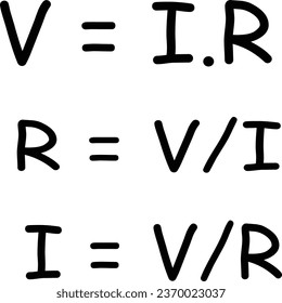 El triángulo de derecho de Ohm. Voltaje, corriente y fórmula de resistencia.