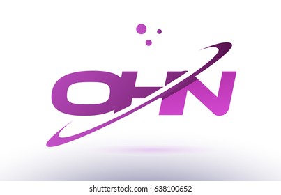 ohn o h n  alphabet letter logo combination purple pink creative text dots company vector icon design template