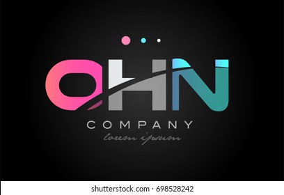 OHN o h n three 3 letter logo combination alphabet vector creative company icon design template modern  pink blue white grey