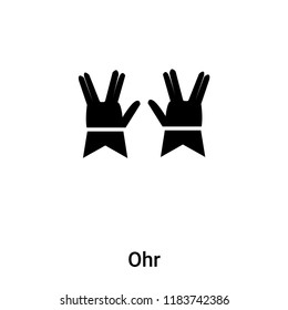 Ohr icon vector isolated on white background, logo concept of Ohr sign on transparent background, filled black symbol