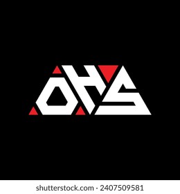 OHS triangle letter logo design with triangle shape. OHS triangle logo design monogram. OHS triangle vector logo template with red color. OHS triangular logo Simple, Elegant, and Luxurious design.