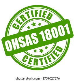 Ohsas 18001 certified green label on white background
