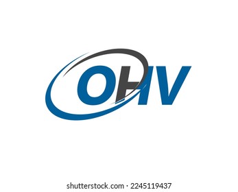 Letra OHV creativo diseño elegante del logo de swoosh