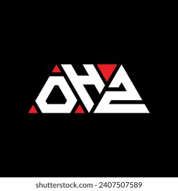 OHZ triangle letter logo design with triangle shape. OHZ triangle logo design monogram. OHZ triangle vector logo template with red color. OHZ triangular logo Simple, Elegant, and Luxurious design.