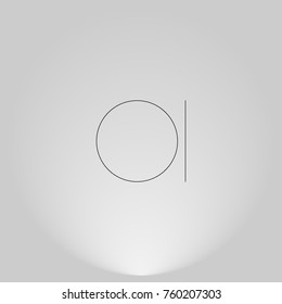 OI Black thin minimalist LOGO Design with Highlight on Gray background.