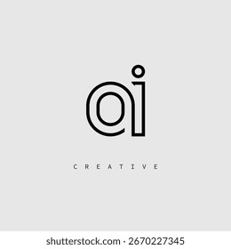 OI Creative Letter Logo – Minimal Line Monogram in Black Outline for Modern Branding Identity Design.