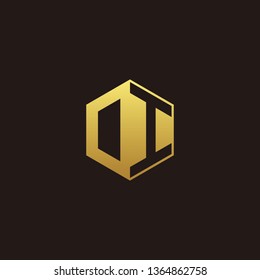 OI or DI Logo Monogram with Negative space gold colors
