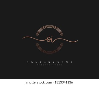 OI initial handwriting logo template vector