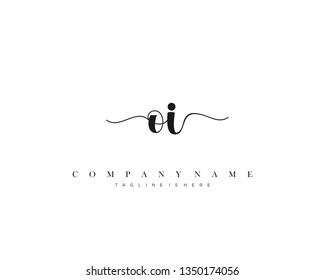 OI initial handwriting logo template with luxury color vector.