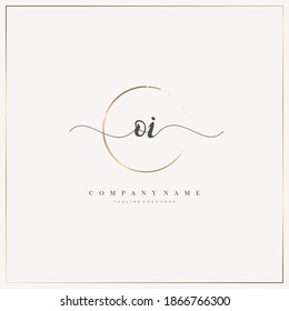 OI Initial Letter handwriting logo hand drawn template vector, logo for beauty, cosmetics, wedding, fashion and business