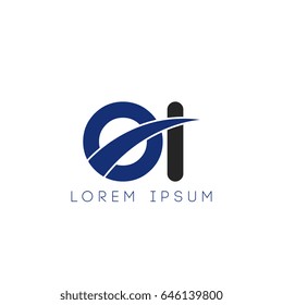 oi initial letter uppercase logo blue and black