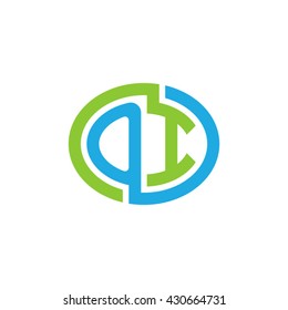 OI initial letters looping linked ellipse logo blue green