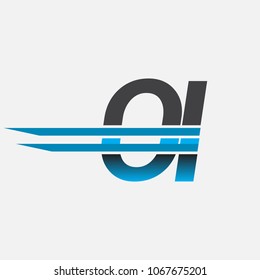 OI initial logo company name colored black and blue, Simple and Modern Logo Design.