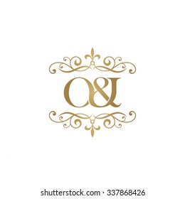 O&I Initial logo. Ornament ampersand monogram golden logo