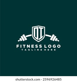 OI initial monogram for fitnes or gym logo with creative shield and barbell design