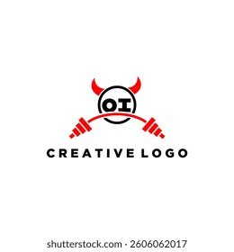 OI initial monogram for fitnes or gym logo with devil style design
