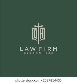 OI initial monogram for law firm with sword and shield logo image