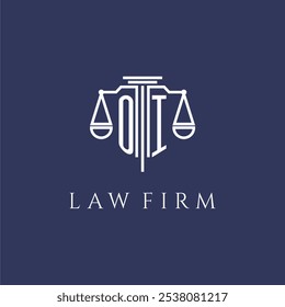 OI monograma inicial para el logotipo del bufete de abogados con escalas Imagen de Vector