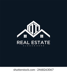 OI initial monogram logo for real estate with creative roof and home image design