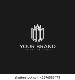 OI initial monogram shield and crown vector image
