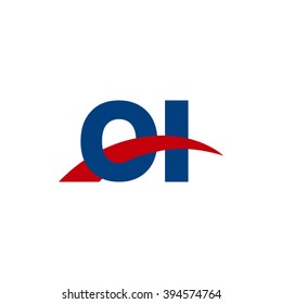 OI initial overlapping swoosh letter logo blue red