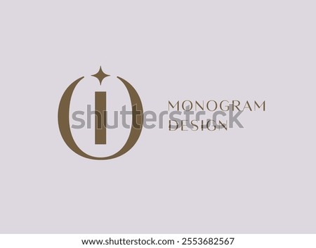 OI or IO letter logo icon design. Classic style luxury initials monogram.