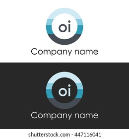 OI letter circle shape icon logo white blue