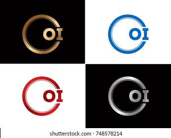 OI Logo. Letter Design Vector with Red and Black Gold Silver Colors
