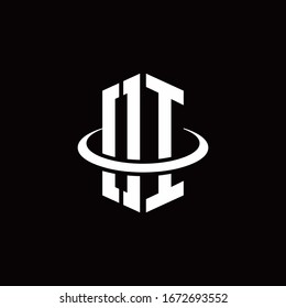 Logotipo de monograma en forma de hexágono y rodeado por un anillo