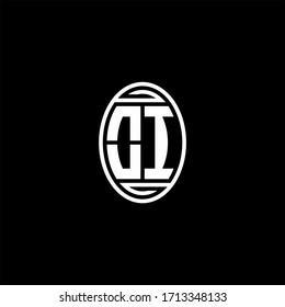 OI-Monogramm-Logo einzeln auf ovaler, rotierender Schablone