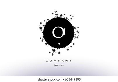 oi o i  black white circle grunge splash vintage retro alphabet company logo design vector icon template
