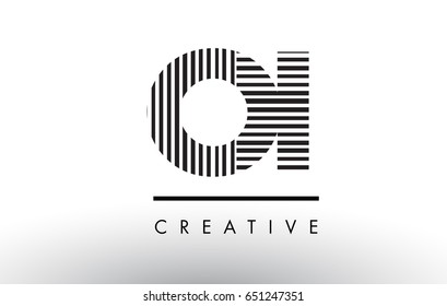 OI O I Black and White Letter Logo Design with Vertical and Horizontal Lines.