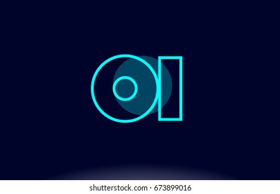 oi o i blue line circle letter logo alphabet creative company vector icon design template