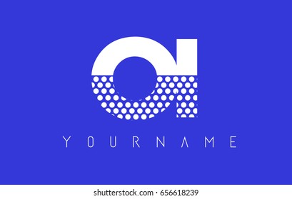 OI O I Dotted Pattern Letter Logo Design Vector with Blue Background.