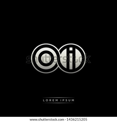 OI O I initial letter linked circle capital monogram logo modern template silver color edition