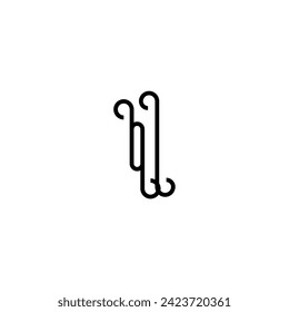 OI simple curved concept initial logo design black and white background