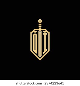 OI vintage shield and sword initial logo in high quality professional design that will print well across any print media