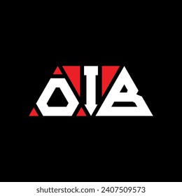 OIB triangle letter logo design with triangle shape. OIB triangle logo design monogram. OIB triangle vector logo template with red color. OIB triangular logo Simple, Elegant, and Luxurious design.