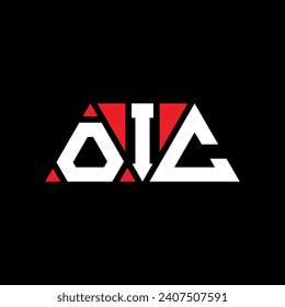 Diseño del logotipo de la letra del triángulo de la OCI con forma de triángulo. Monograma de diseño del logotipo del triángulo de la OCI. Plantilla de logotipo vectorial de triángulo de la OCI con color rojo. Logo triangular de la OCI Diseño sencillo, elegante y lujoso.