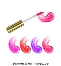 Oil or acrylic smear. Makeup fluid lipstick swatch, vector illustration