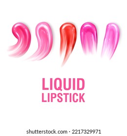 Oil or acrylic smear. Makeup fluid lipstick swatch, vector illustration