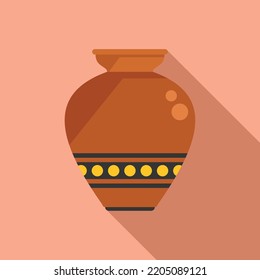 Oil amphora icon flat vector. Ancient vase. Jar pot