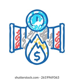 oil asset inflation doodle icon sketch vector. oil asset inflation sign. isolated symbol illustration